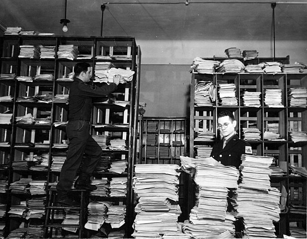 Document Room of the Office of United States Chief of Counsel for Prosecution of Axis Criminality during the International Military Tribunal, Nuremberg.
Source: Harry S. Truman Library & Museum